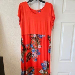 Vince Camuto orange/print, long dress size XL